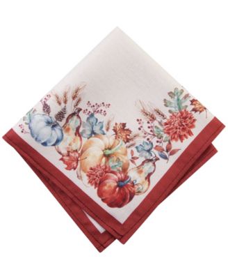 Botanical Harvest Pumpkin Engineered Napkins, Set of 4, 17" x 17"