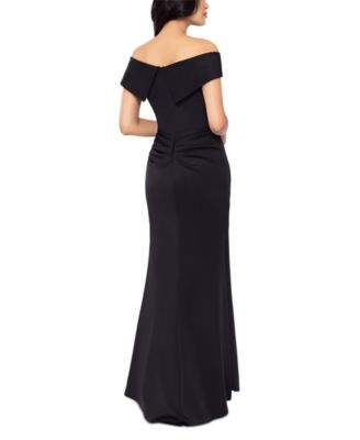 Petite Off-The-Shoulder Ruffle Gown 