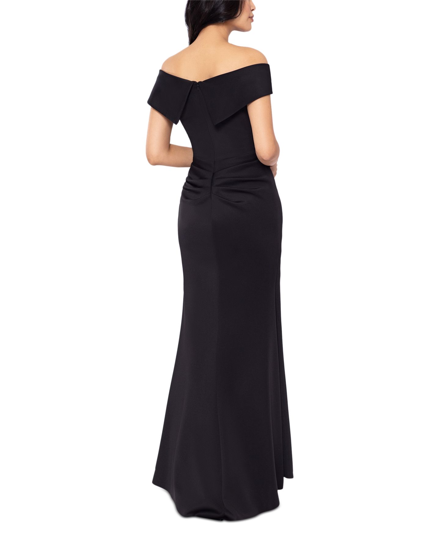 Женские платья XSCAPE Petite Scuba Off-The-Shoulder Gown, цвет: Чёрный — фото 4