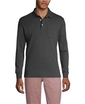 Men's Land's End Long Sleeve Cotton Supima Polo Shirt with Pocket
