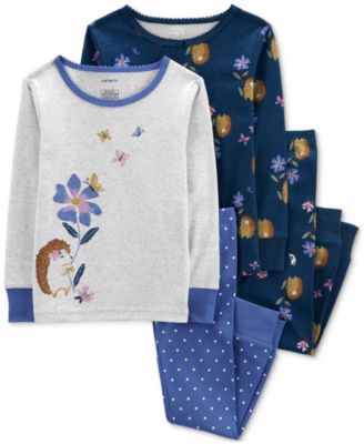 Carter's - Toddler Girls 4-Pc. Hedgehog Snug Fit Pajama Set