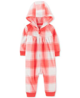 Carter's - Baby Girls Hooded Zip-Up Fleece Jumpsuit