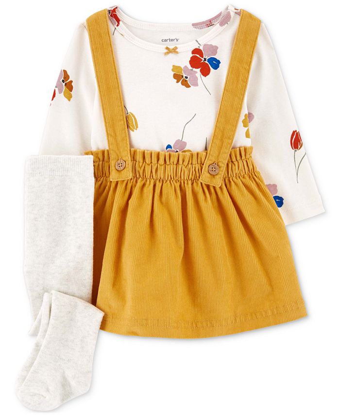 Carter s Baby Girls 3 Pc. Long Sleeve Top Jumper Tights Set