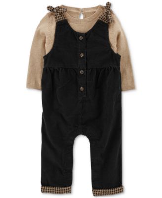 Carter's - Baby Girls 2-Pc. Top & Corduroy Overall Set