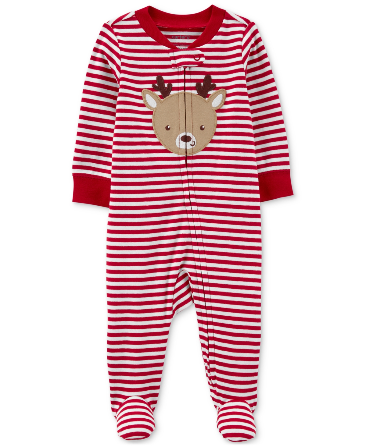 Carter's Baby Reindeer 2-way-zip Cotton Sleep & Play Footed Coverall In Red