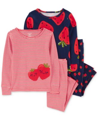 Carter's - Baby Girls 4-Pc. Strawberry Snug-Fit Cotton Pajamas Set