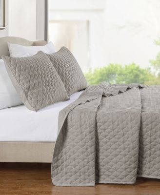 Videri Home Diamond Stitched Quilt Set Collection In Gray