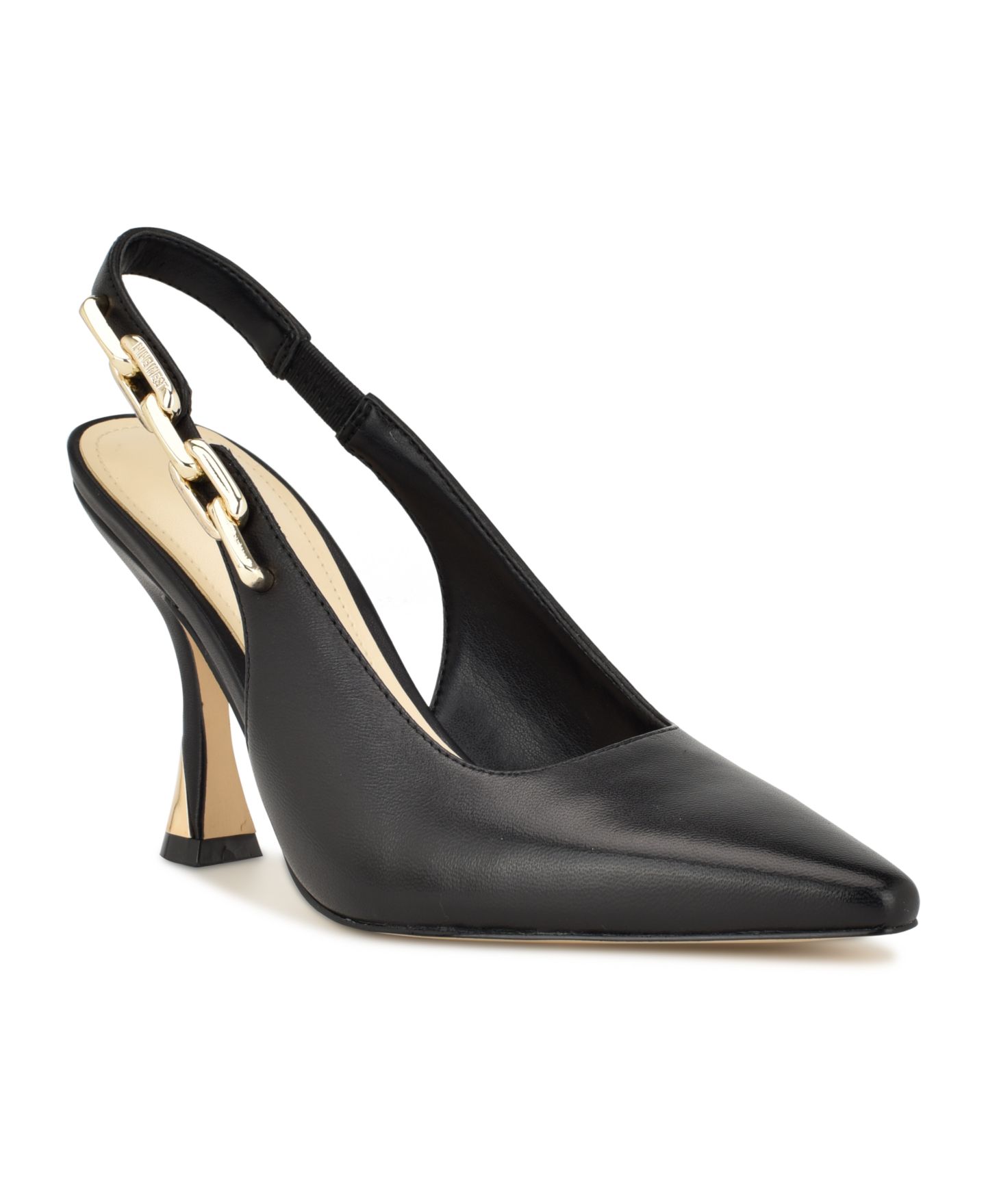 Женские туфли Nine West Veroni Stiletto Slingback Dress Pumps, цвет: Чёрный кожаный — фото 1