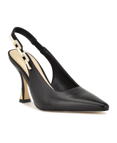 Женские туфли Nine West Veroni Stiletto Slingback Dress Pumps, цвет: Чёрный кожаный