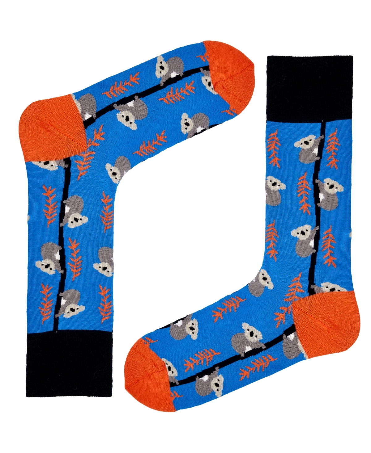 Men's Koala Novelty Colorful Unisex Crew Socks with Seamless Toe Design, Pack of 1 - Blue