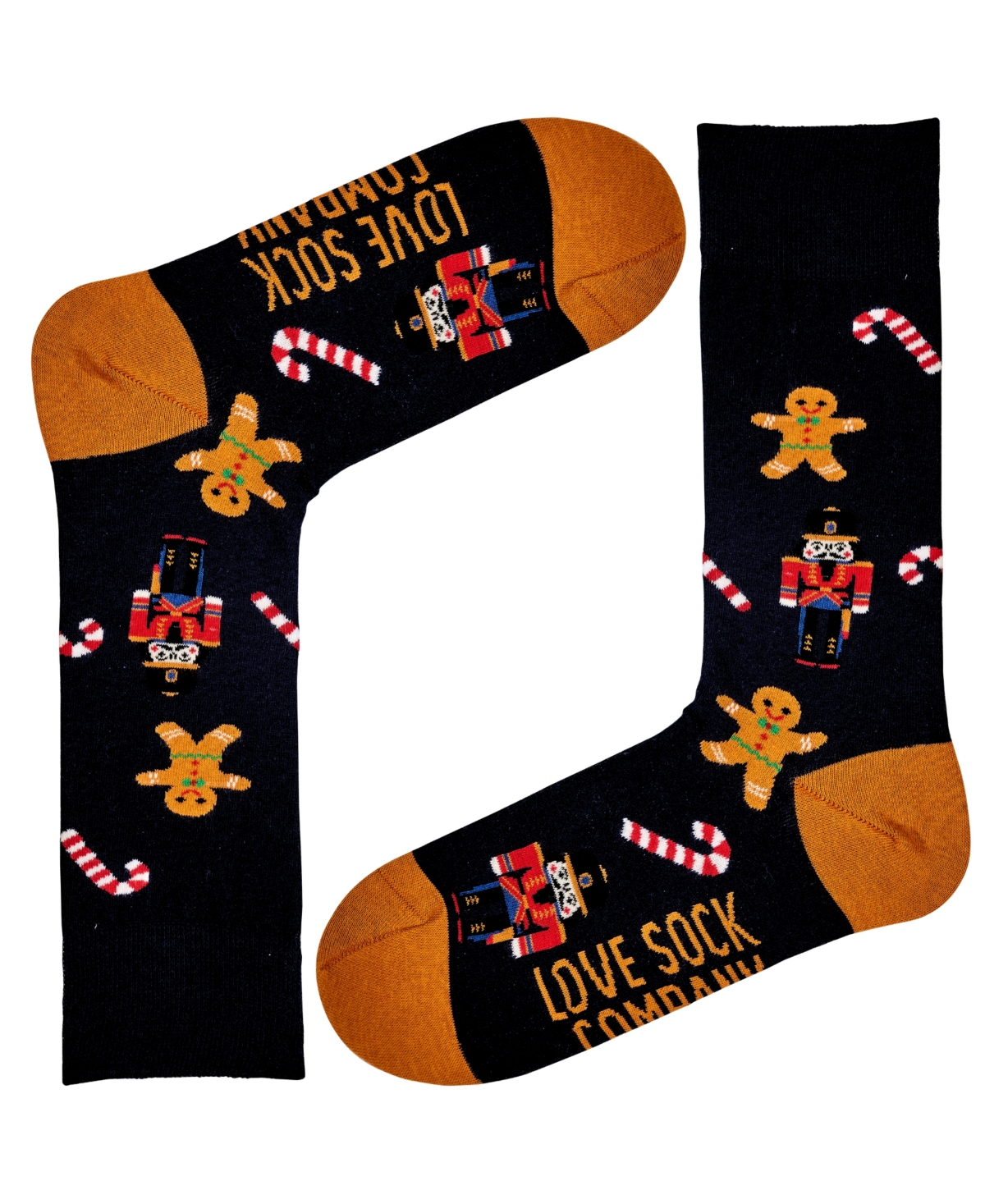 Love Sock Company Men's Christmas Nutcracker Novelty Unisex Crew Socks, Pack Of 1 In Black