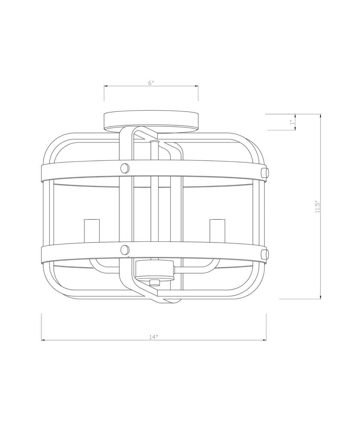 Juno 4-Light Indoor Semi-Flush Mount Ceiling Light with Light Kit and Remote - Brown and Matte Black