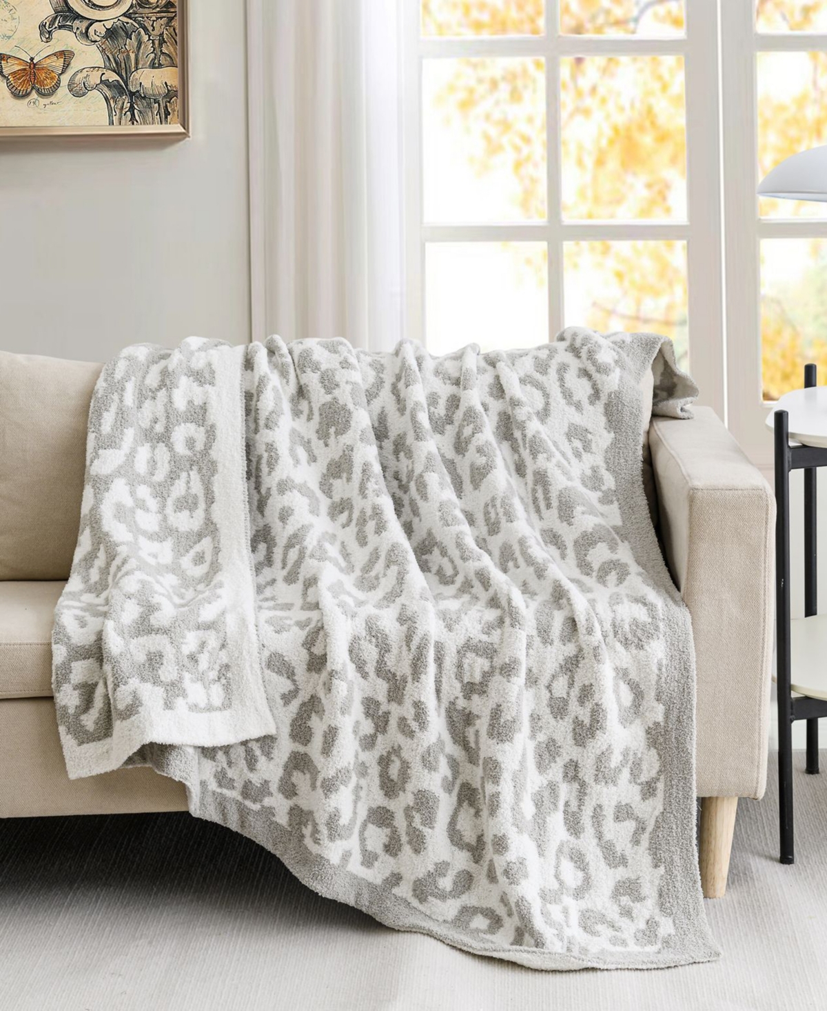 Sutton Home Jacquard Knit Throw 50" X 60" In Leopard