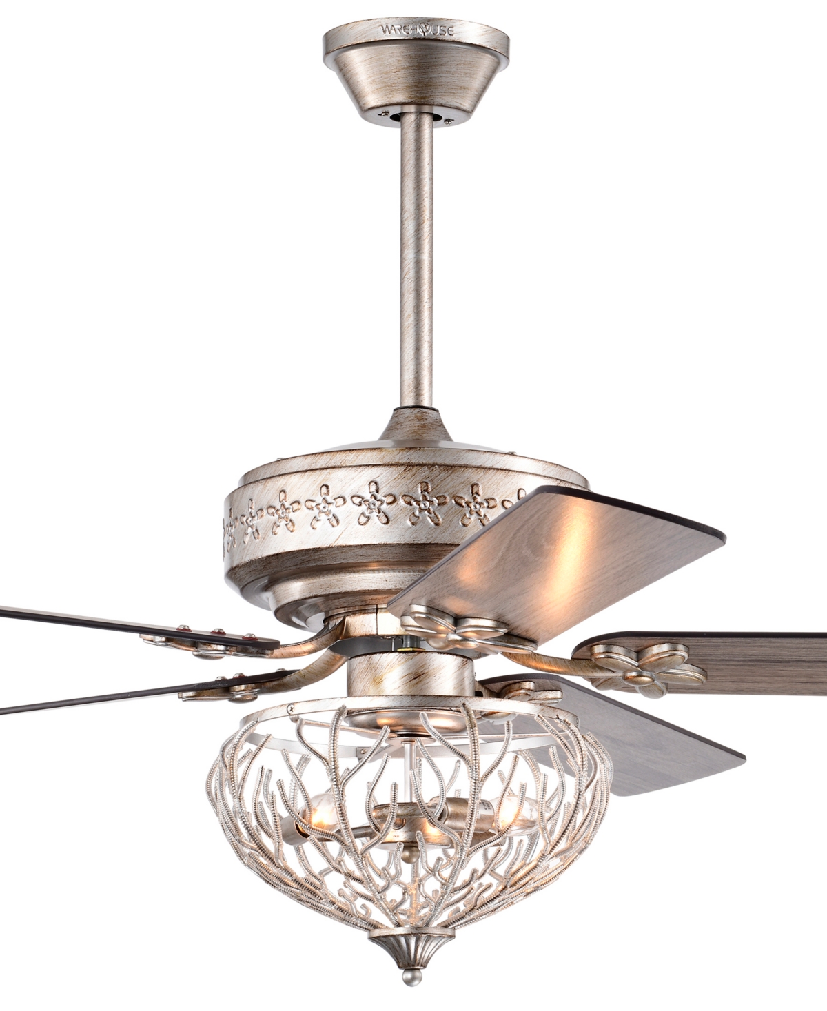 Home Accessories Kannon 52" 3-light Indoor Ceiling Fan With Light Kit In Antique Silver