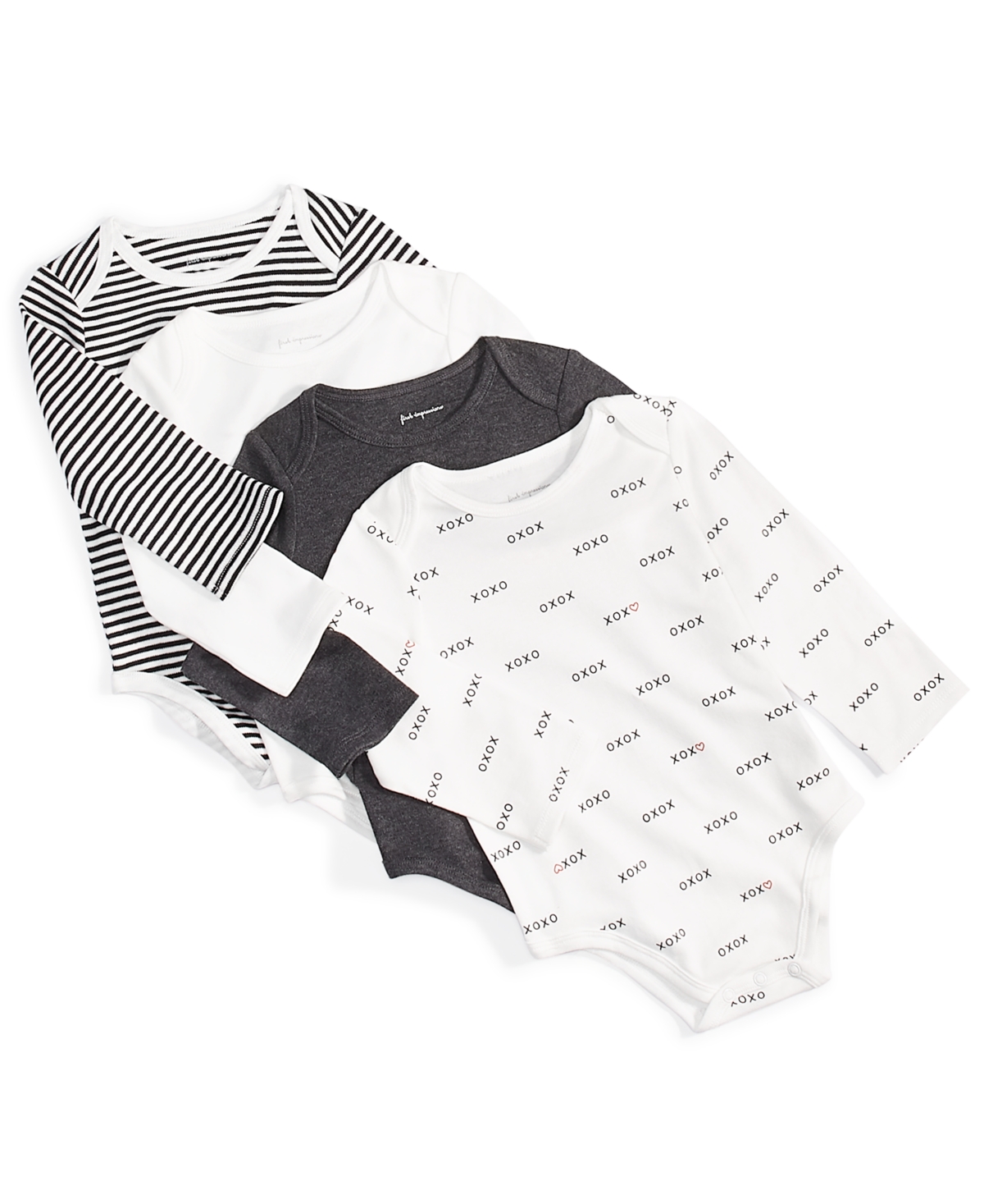 First Impressions Baby Boys Xo Cotton Bodysuits, Pack Of 4, Created For Macy's In Angel White