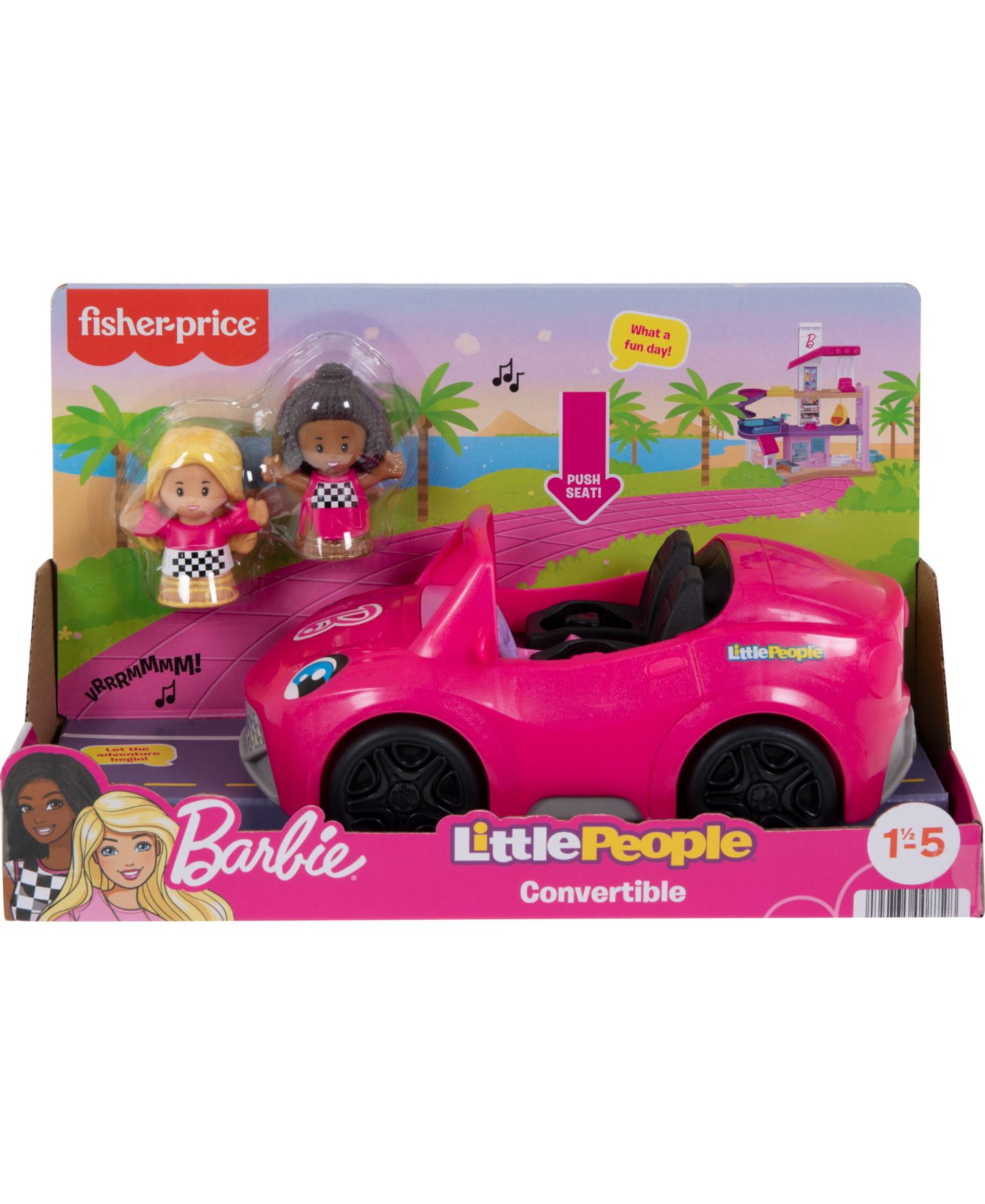Детские игрушки Fisher Price Fisher-Price Barbie Little People Push-Along Convertible Toy Car, 3-Piece Set — фото 8
