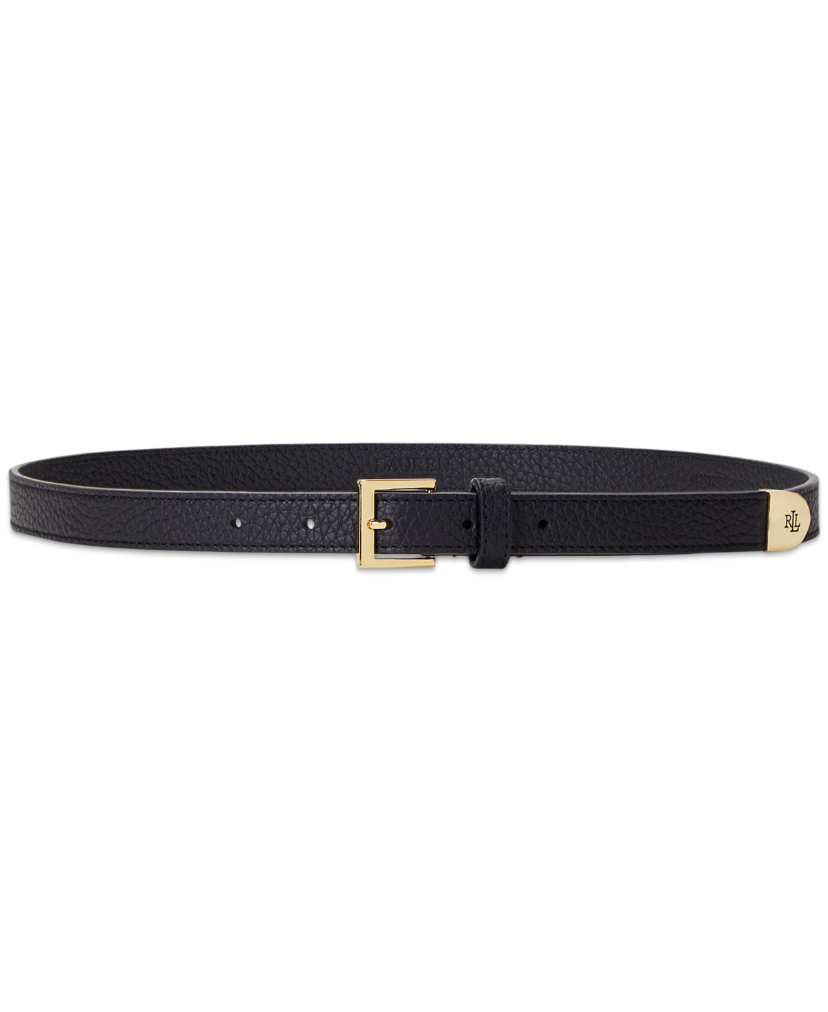 Lauren Ralph Lauren Women's Pebbled Leather Skinny Belt In Black