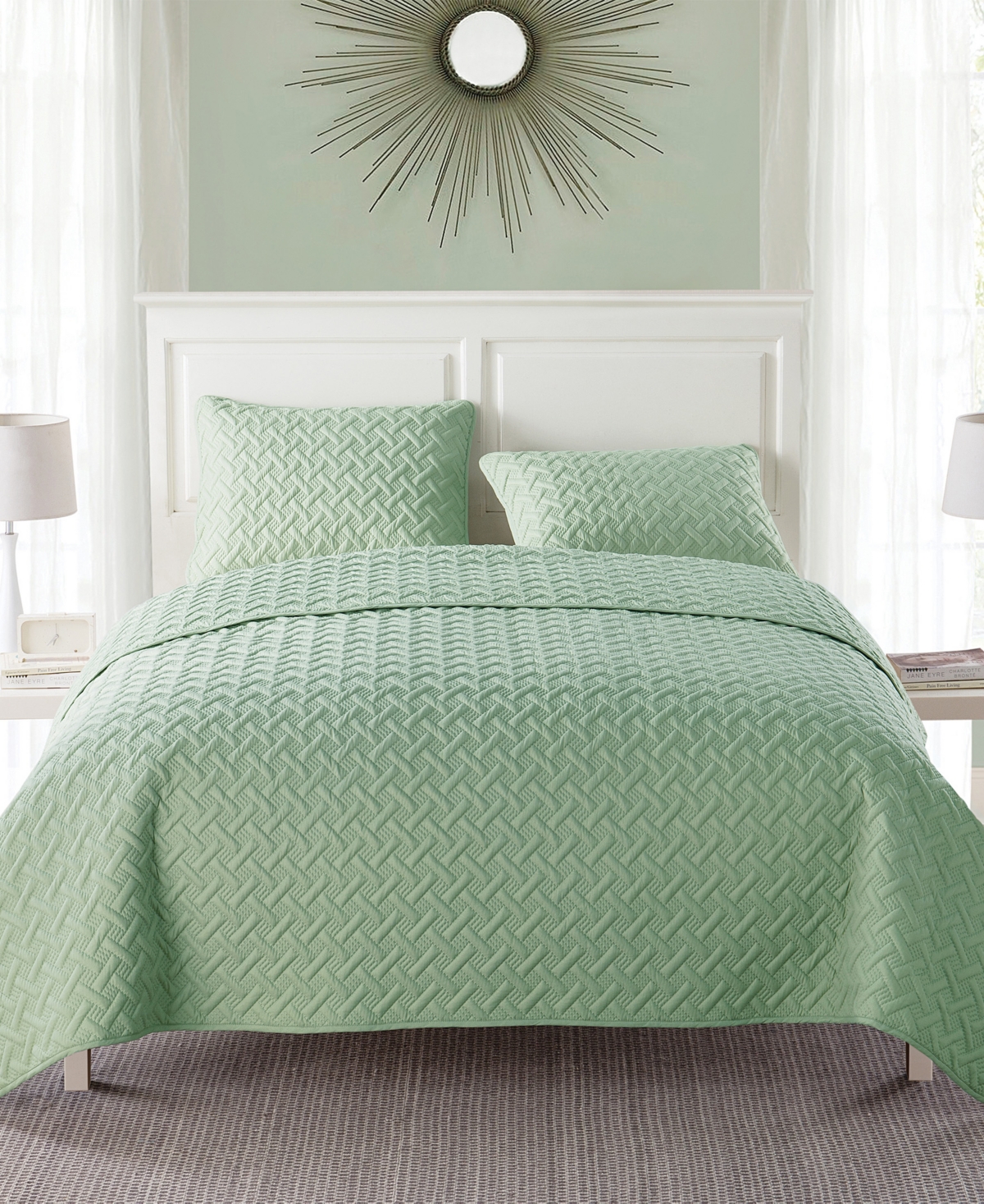 Vcny Home Nina 2-piece Embossed Twin Quilt Set In Green