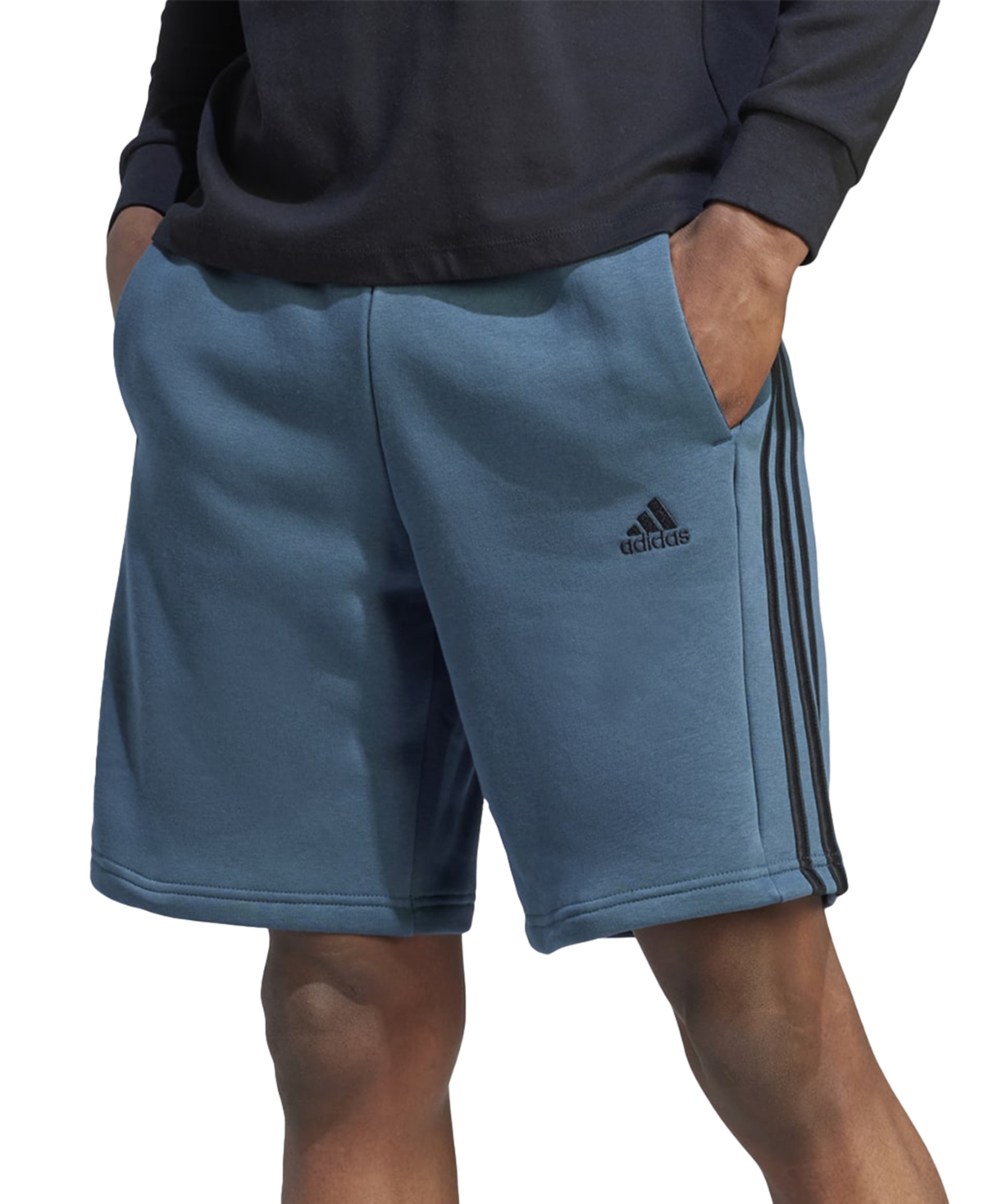 Adidas Originals Men's 3-stripes 10" Fleece Shorts In Arctic Night,blk