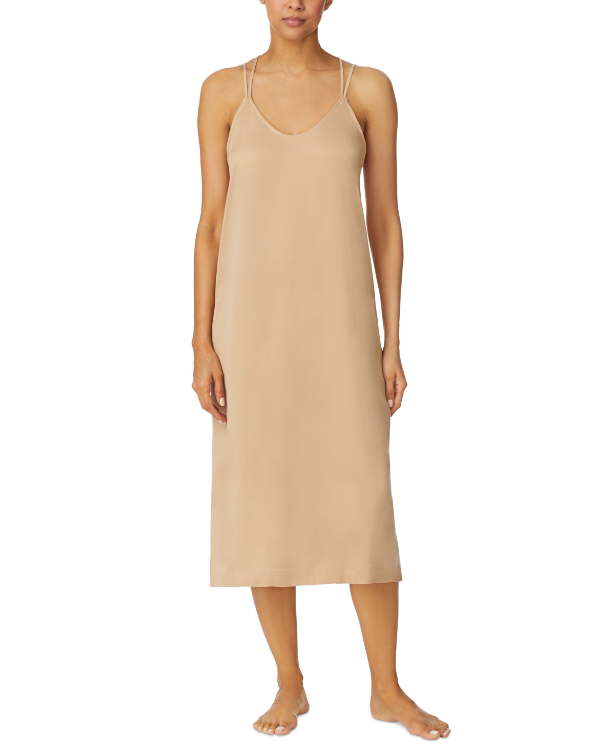 Shop Sanctuary Women's Satin Sleeveless V-neck Nightgown In Almond