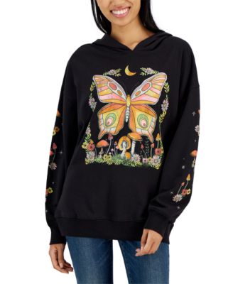 Rebellious One - Juniors' Butterfly Graphic Long-Sleeve Hoodie