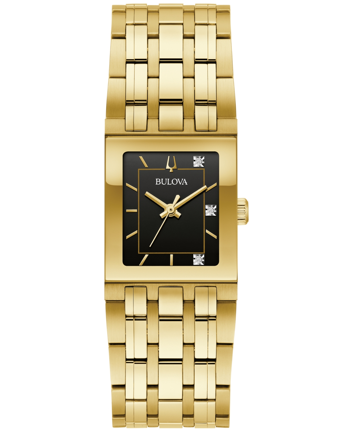 Bulova Women's Marc Anthony Modern Quadra Diamond Accent Gold-tone Stainless Steel Bracelet Watch 21mm In Black/gold