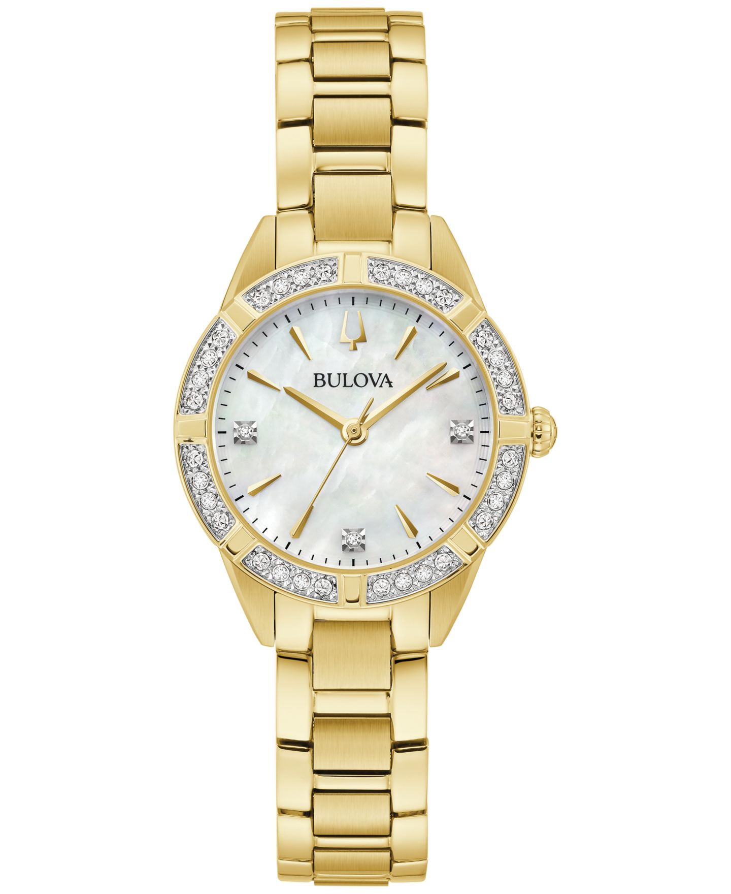 Женские часы Bulova Classic Sutton Diamond (1/20 ct. t.w.) Gold-Tone Stainless Steel Bracelet Watch 28mm — фото 1