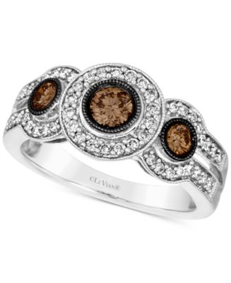 Le Vian® Chocolate Diamond & Nude Diamond Abstract Three Stone Halo