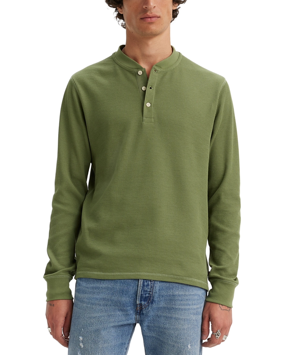 Levi's Levis Men's Long-sleeve Thermal Henley Shirt In Bluish Olive