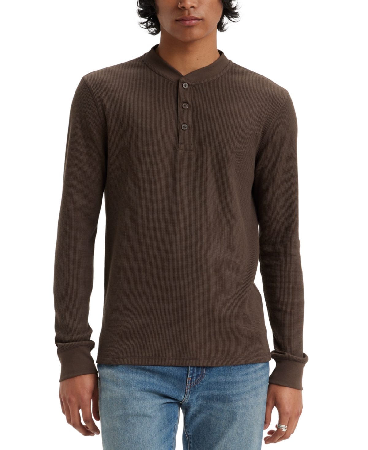 Levi's Levis Men's Long-sleeve Thermal Henley Shirt In Chocolate Brown