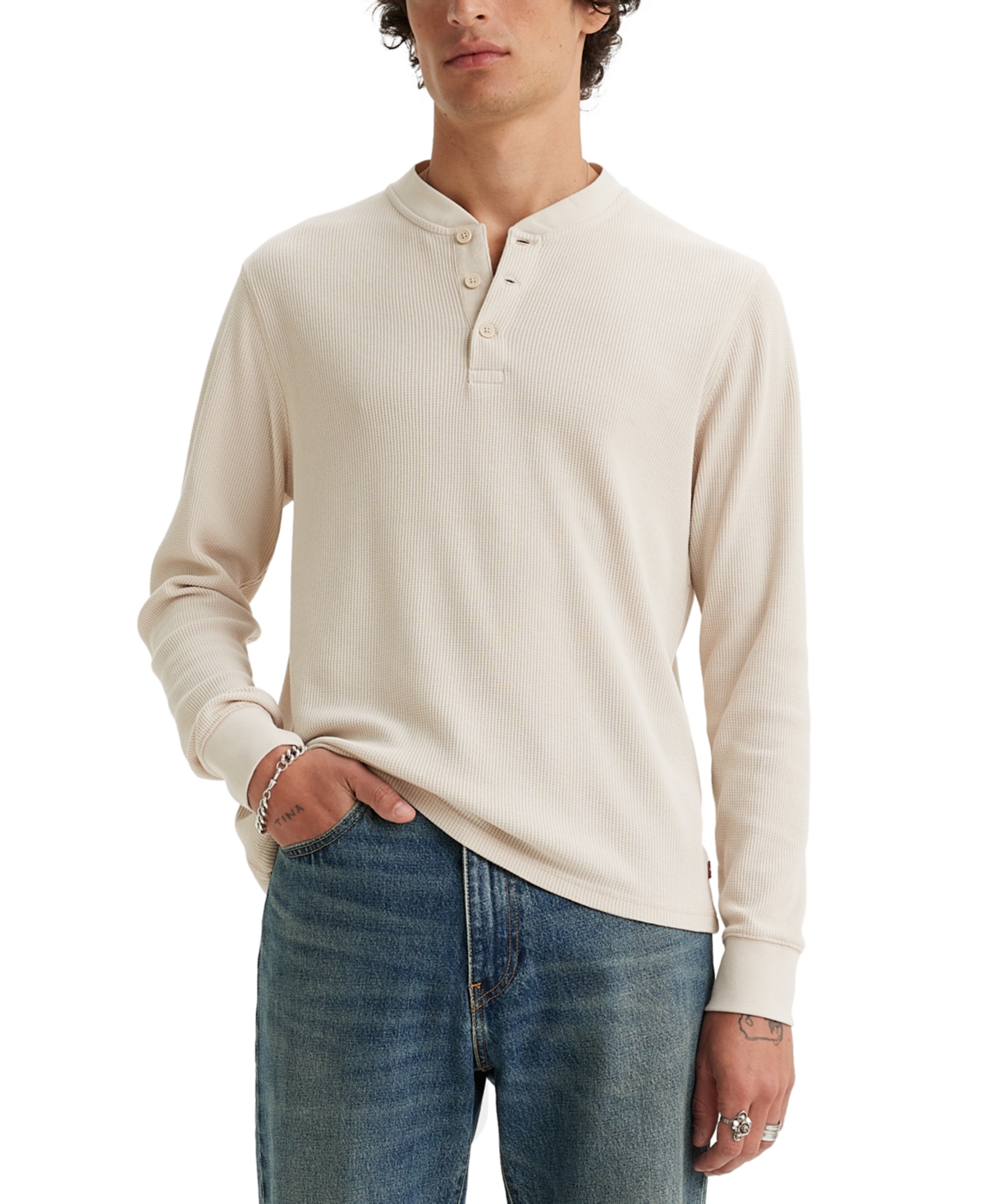 Levi's Levis Men's Long-sleeve Thermal Henley Shirt In Rainy Day