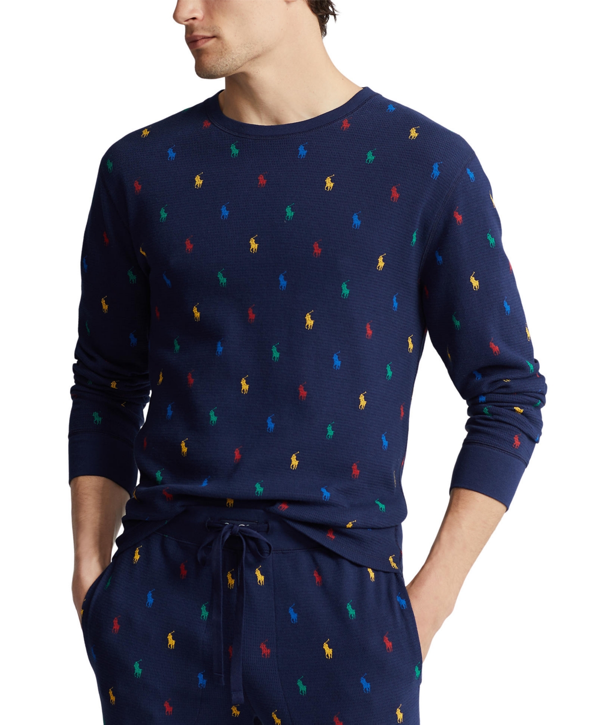Polo Ralph Lauren Men's Waffle-knit Thermal Sleep Shirt In Cruise Navy  Primary Aopp