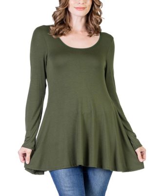 Women's Long Sleeve Swing Style Flare Tunic Top