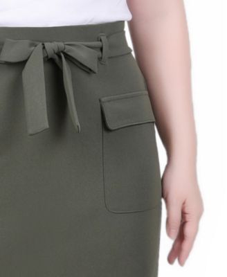Petite Slim Belted Scuba Crepe Skirt