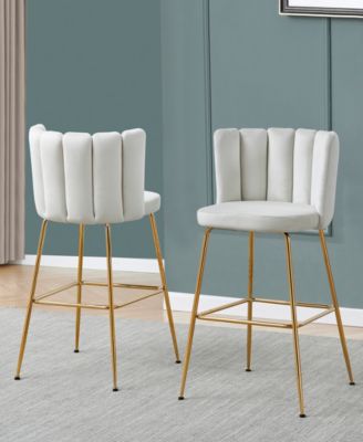 Elegante 41" Velvet Bar Stools, Set of 2