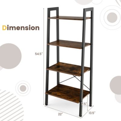 4-Tier Bookshelf Industrial Display Storage Shelf Plant Flower Stand Metal Frame