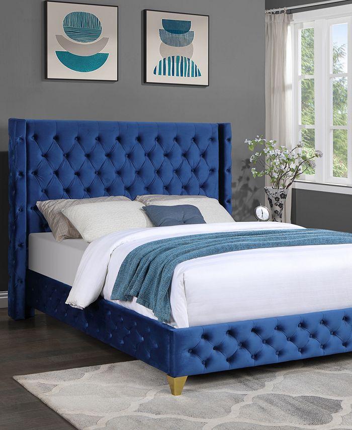 Best Master Furniture Oakdale 57" Wood Frame with Tufted Velvet