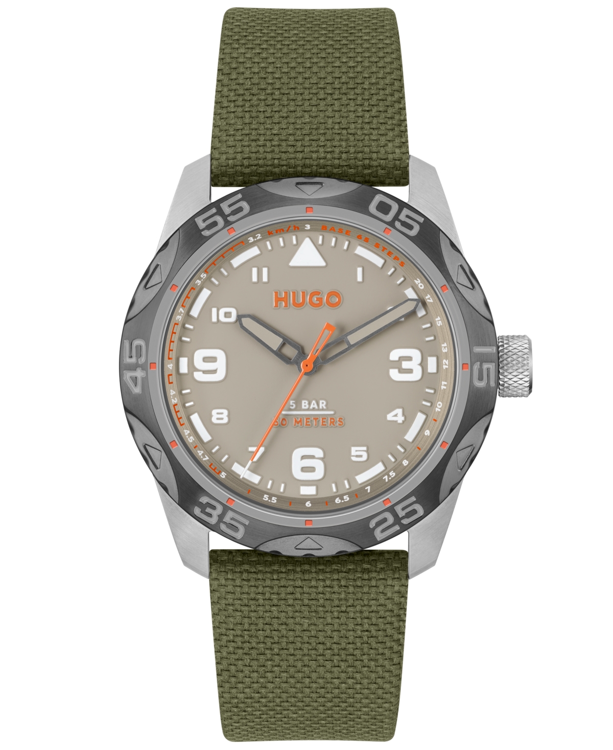 Hugo Men's Trek Quartz Woven Nylon Green Watch 42mm
