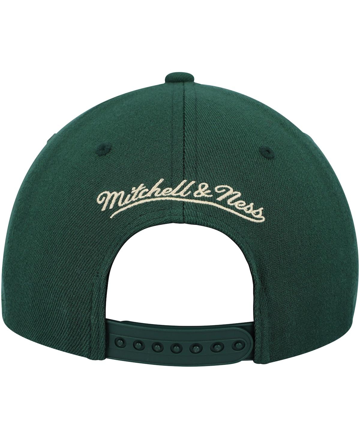 Shop Mitchell & Ness Men's  Hunter Green, Tan Milwaukee Bucks Mvp Team Two-tone 2.0 Stretch-snapback Hat In Hunter Green,tan