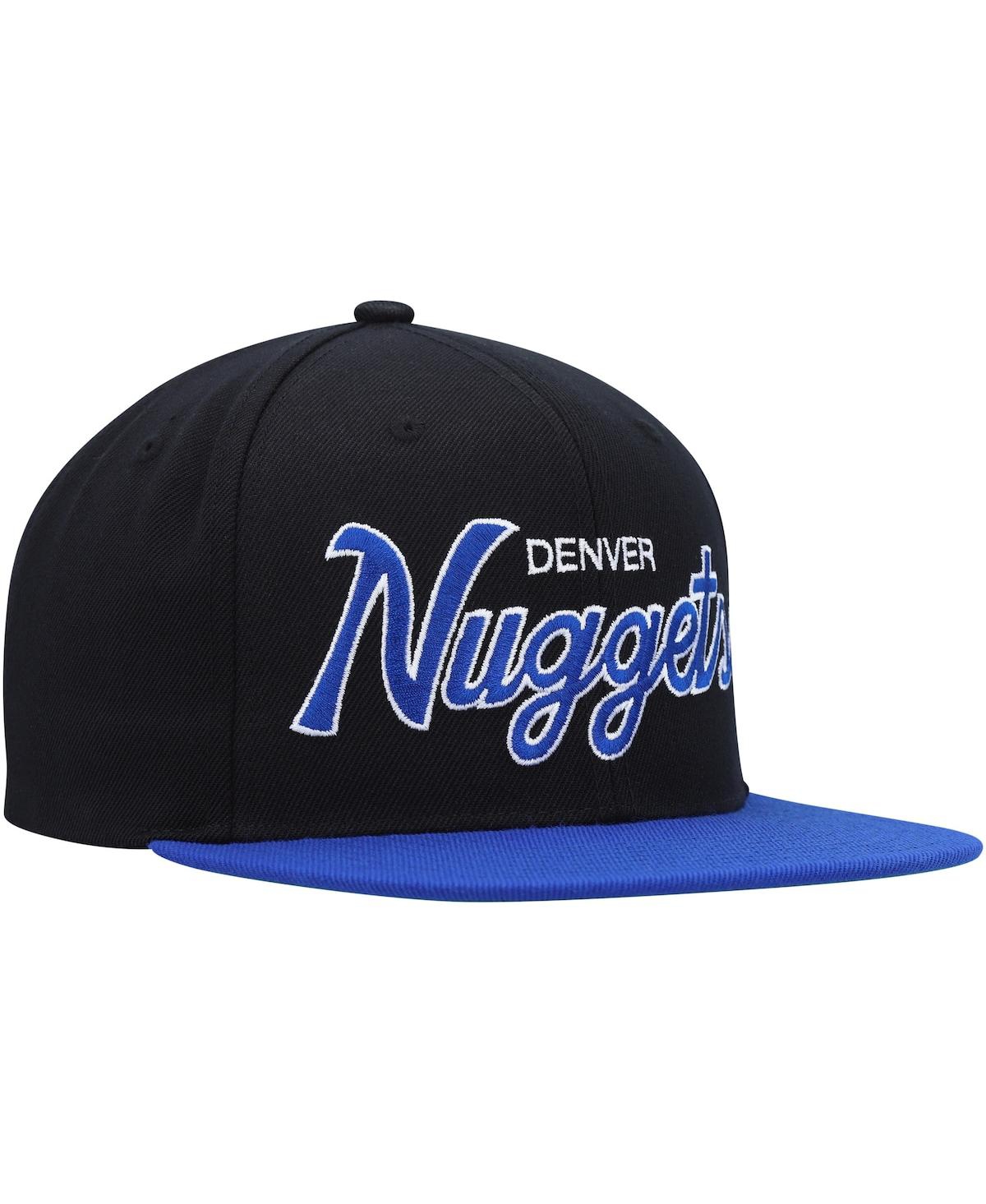 Mitchell & Ness Men's  Black Denver Nuggets Hardwood Classics Mvp Team Script 2.0 Snapback Hat In Black