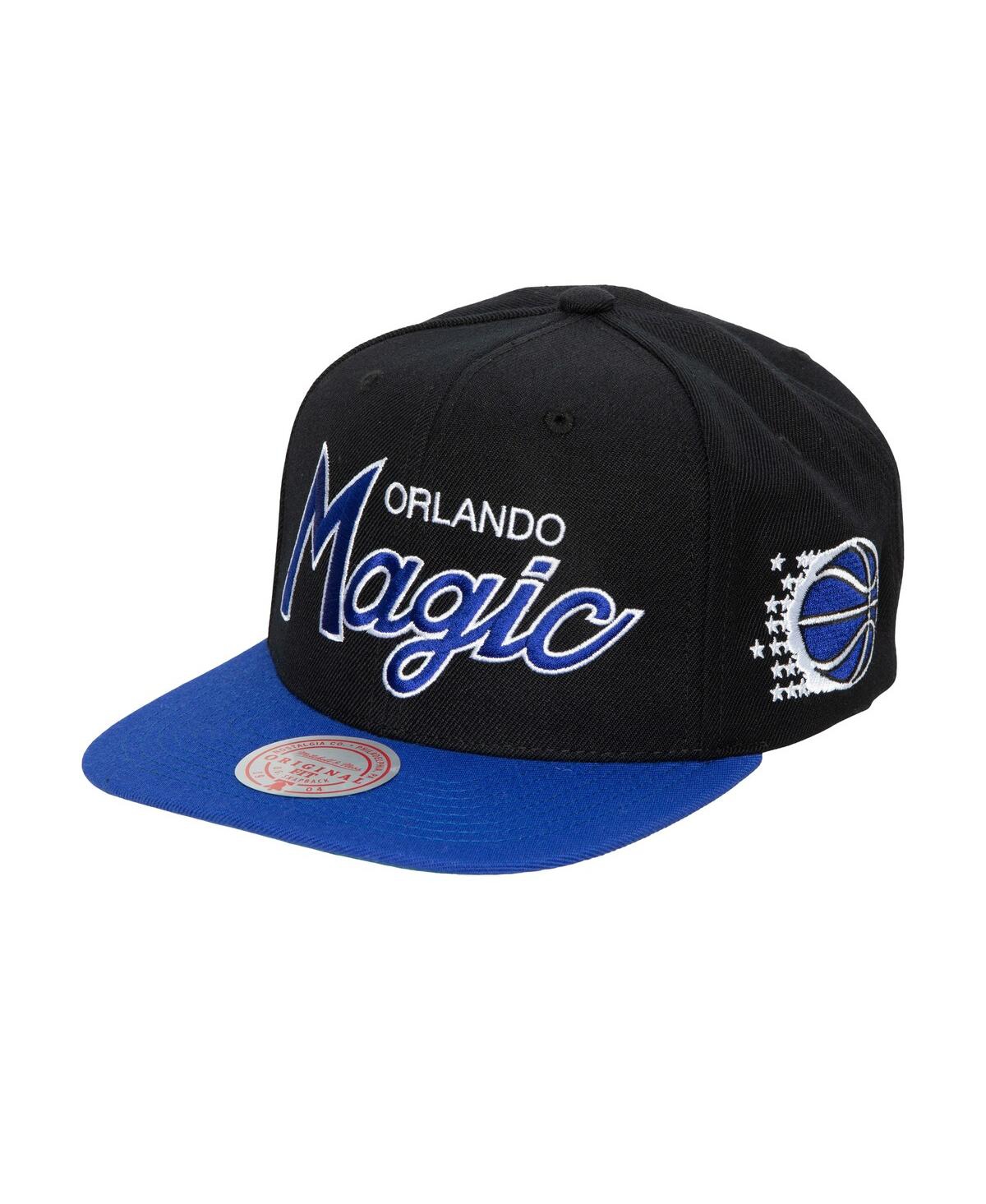 Mitchell & Ness Men's  Black Orlando Magic Hardwood Classics Mvp Team Script 2.0 Snapback Hat In Black