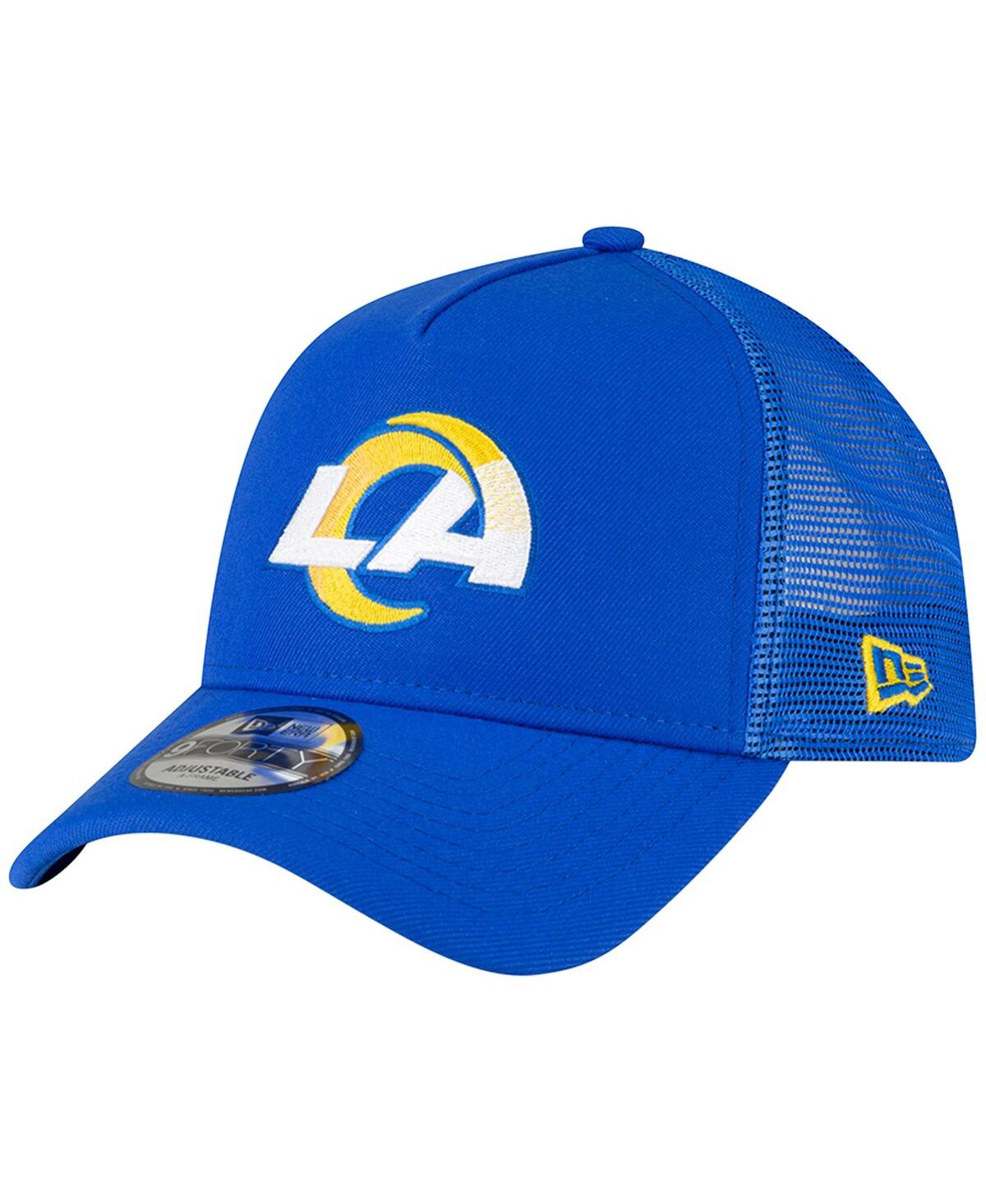 New Era Men's  Royal Los Angeles Rams A-frame Trucker 9forty Adjustable Hat