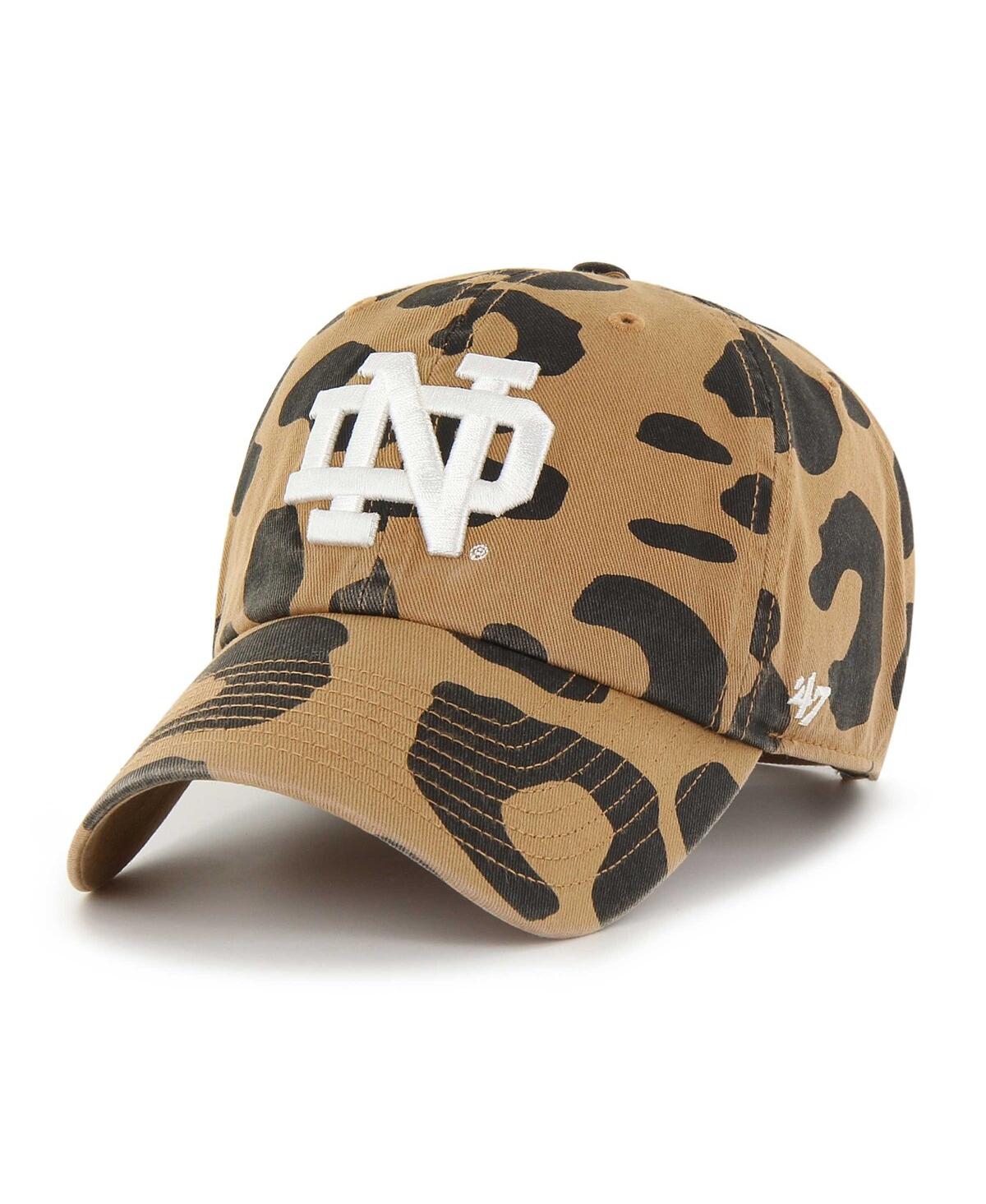 Shop 47 Brand Women's ' Notre Dame Fighting Irish Rosette Leopard Clean Up Adjustable Hat In Brown