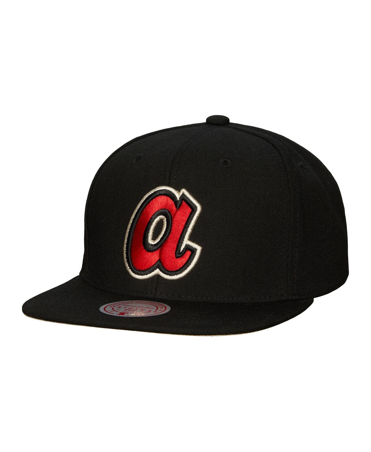 Mitchell & Ness Men's  Black Atlanta Braves Cooperstown Collection True Classics Snapback Hat