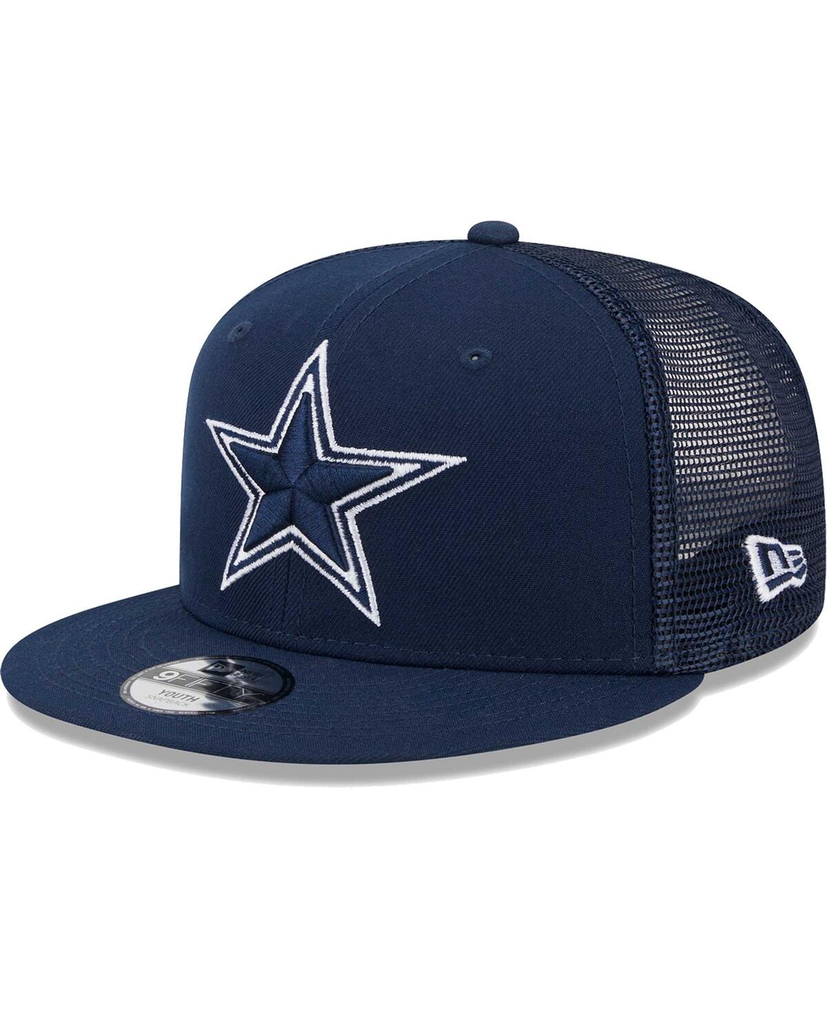 Big Boys and Girls New EraDallas Cowboys Main Trucker 9FIFTY Snapback Hat - Navy