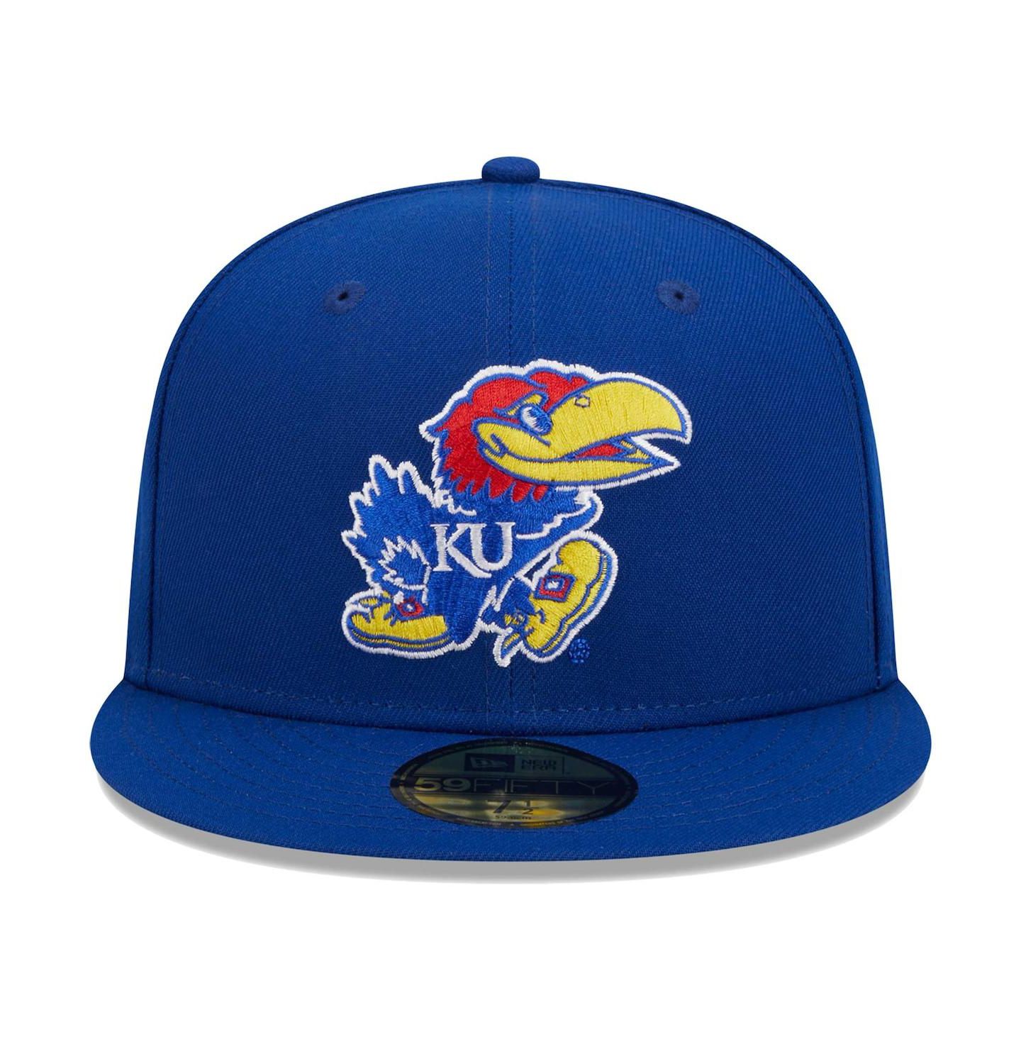 Мужская кепка New Era Royal Kansas Jayhawks Evergreen 59FIFTY Fitted Hat — фото 3