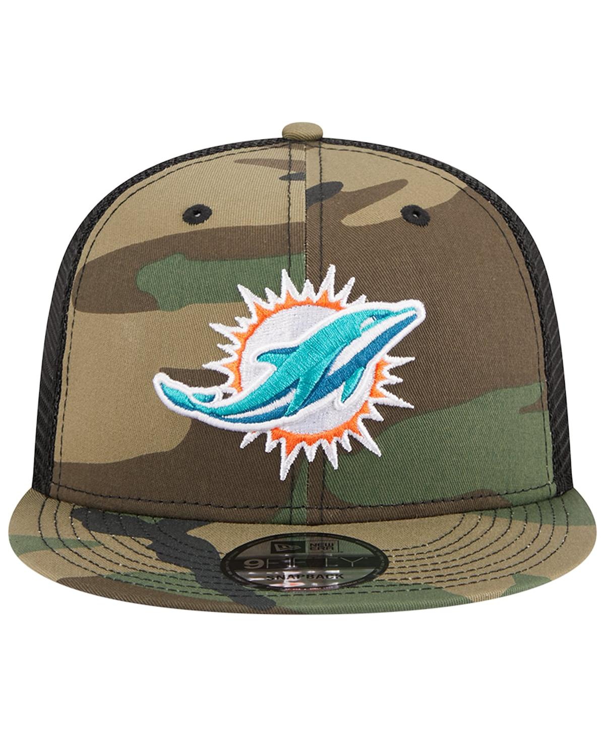 NEW ERA MEN'S NEW ERA CAMO MIAMI DOLPHINS MAIN TRUCKER 9FIFTY SNAPBACK HAT 