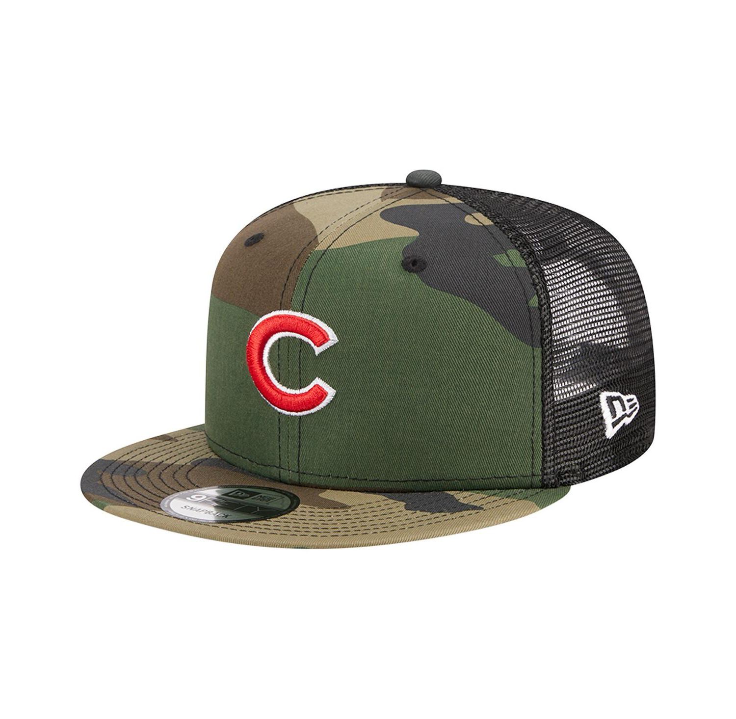 Men's Camo Chicago Cubs Woodland Camo Trucker 9FIFTY Snapback Hat