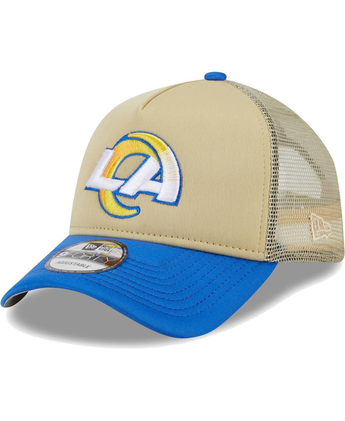 New Era Men's  Tan, Royal Los Angeles Rams All Day A-frame Trucker 9forty Adjustable Hat In Tan,royal