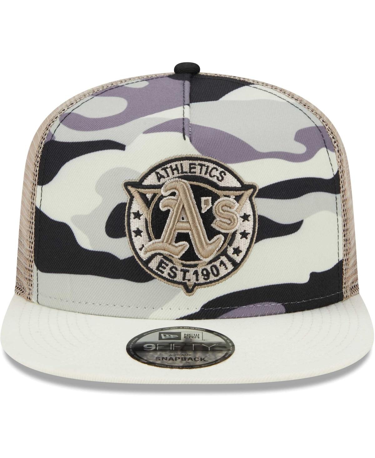 New Era Men's  White Oakland Athletics Chrome Camo A-frame 9fifty Trucker Snapback Hat In White